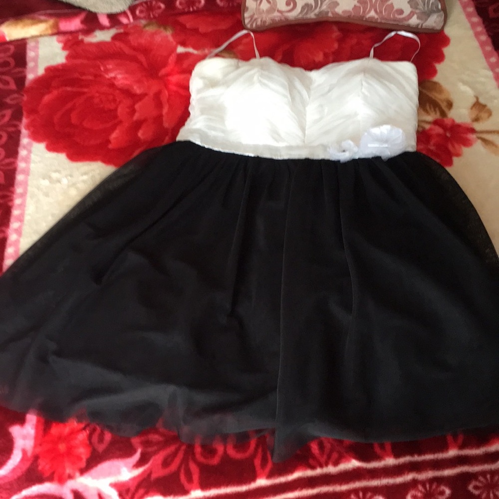 Black bottom and top white dress